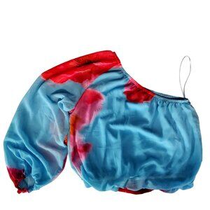 Intempo Womens Floral Chiffon Top Size M Off-shoulder design  Elastic neckline